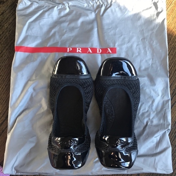 Prada Sport mesh & Leather cap toe ballet flats - Picture 1 of 8